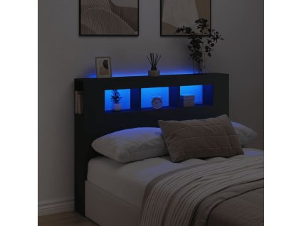 vidaXL Čelo s LED čierne 140x18,5x103,5 cm kompozitné drevo