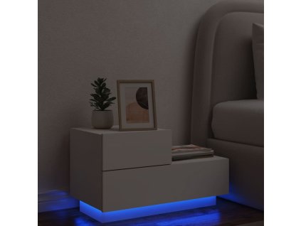 vidaXL Nočný stolík s LED svetlami biely 70x36x40,5 cm