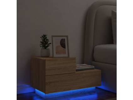 vidaXL Nočný stolík s LED svetlami dub sonoma 70x36x40,5 cm