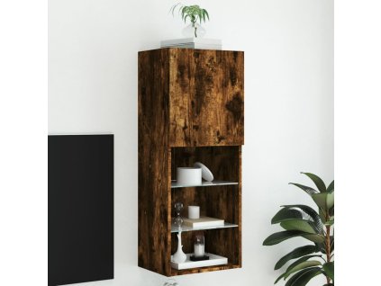 vidaXL TV skrinka s LED svetlami dymový dub 40,5x30x102 cm