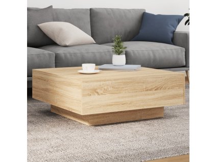 vidaXL Konferenčný stolík s LED svetlami dub sonoma 80x80x31 cm