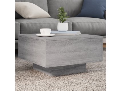 vidaXL Konferenčný stolík s LED svetlami sivý sonoma 55x55x31 cm