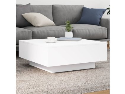 vidaXL Konferenčný stolík s LED svetlami biely 80x80x31 cm