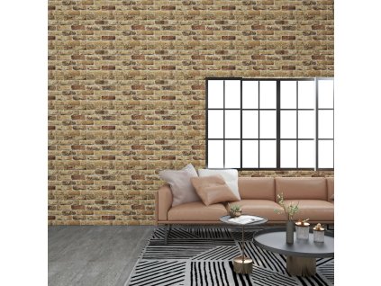 vidaXL 3D nástenné panely s dizajnom tmavopieskových tehál 11 ks EPS