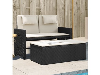 vidaXL Sklápacia záhradná lavička s vankúšmi čierna polyratan