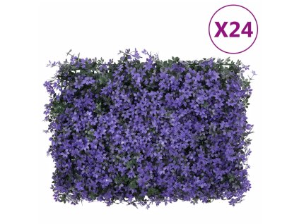 vidaXL Umelý plot z listov 24 ks fialový 40x60 cm