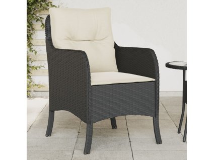 vidaXL Záhradné stoličky s podložkami 2 ks čierne polyratan