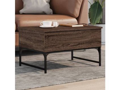 vidaXL Konferenčný stolík, hnedý dub 70x50x40 cm, kompozitné drevo+kov