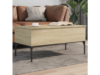 vidaXL Konferenčný stolík, dub sonoma 100x50x45cm kompozitné drevo+kov