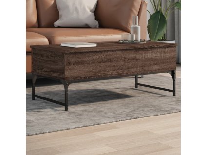 vidaXL Konferenčný stolík hnedý dub 100x50x40 cm kompozitné drevo kov