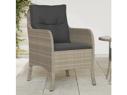 vidaXL Záhradné stoličky so sedákmi 2 ks svjetlosivé polyratanové