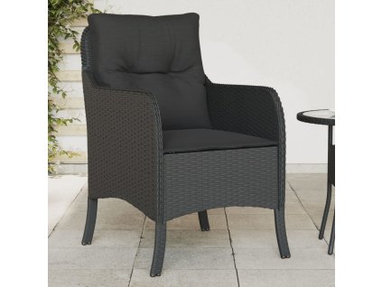 vidaXL Záhradné stoličky s podložkami 2 ks čierne polyratan