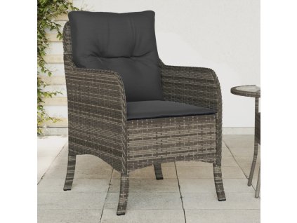 vidaXL Záhradné stoličky s vankúšmi 2 ks sivé polyratanové