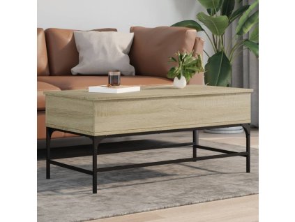 vidaXL Konferenčný stolík, dub sonoma 100x50x45cm kompozitné drevo+kov