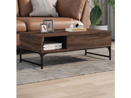 vidaXL Konferenčný stolík hnedý dub 100x50x35 cm kompozit. drevo a kov