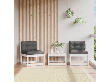 vidaXL Záhradné pohovky s podložkami 2 ks, biele, borovicový masív