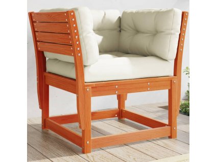 vidaXL Záhradná pohovka s opierkami+podložky, hnedá, borovicový masív