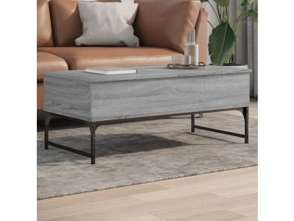 vidaXL Konferenčný stolík sivá sonoma 100x50x40cm kompozitné drevo+kov