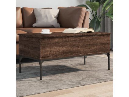 vidaXL Konferenčný stolík, hnedý dub 100x50x45cm, kompozitné drevo+kov