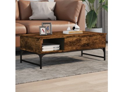 vidaXL Konferenčný stolík dymový dub 100x50x35 cm kompozit.drevo a kov