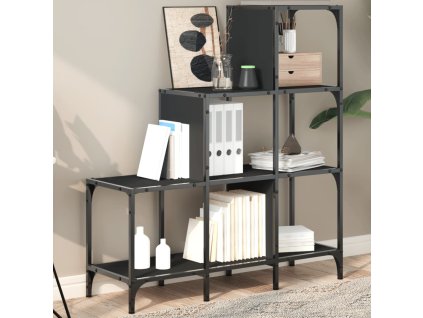 vidaXL Knižnica, čierna 92x30x102 cm, kompozitné drevo a kov