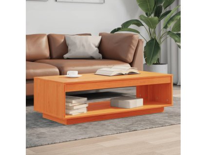 vidaXL Konferenčný stolík voskovohnedý 110x50x33,5 cm borovicový masív