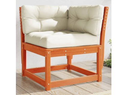 vidaXL Rohová záhradná pohovka+podložky, hnedá 73x73x78 cm, borovica