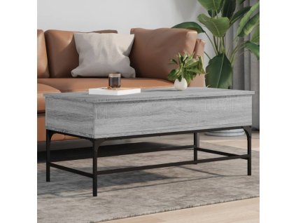 vidaXL Konferenčný stolík sivá sonoma 100x50x45cm kompozitné drevo+kov