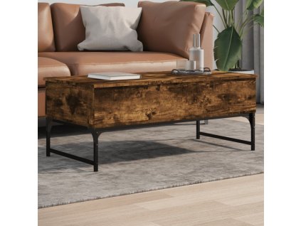 vidaXL Konferenčný stolík dymový dub 100x50x40 cm kompozitné drevo kov