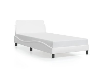 vidaXL Posteľný rám s čelom biely 100x200 cm umelá koža