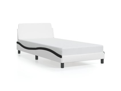 vidaXL Posteľný rám s čelom bielo-čierny 100x200 cm umelá koža