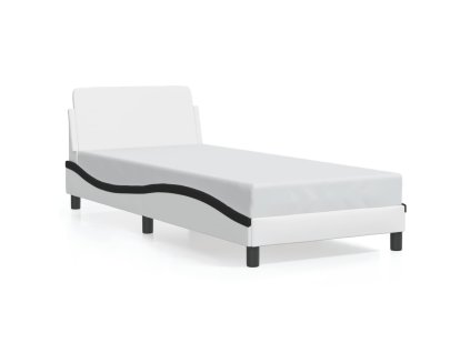 vidaXL Posteľný rám s čelom bielo-čierny 90x190 cm umelá koža