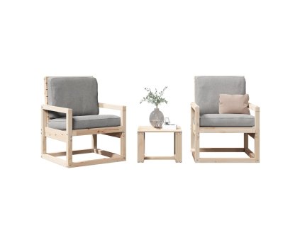 vidaXL 3-dielna záhradná sedacia súprava borovicový masív