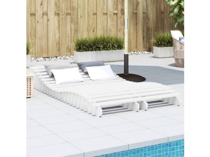vidaXL Lehátka na opaľovanie 2 ks biele 205x60x31,5cm masívna borovica