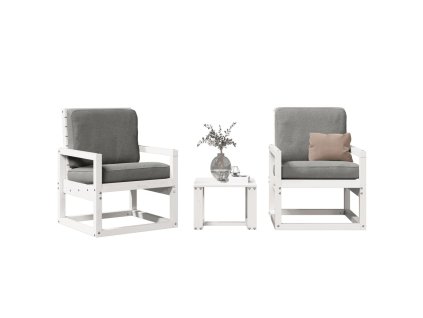 vidaXL 3-dielna záhradná sedacia súprava biela borovicový masív