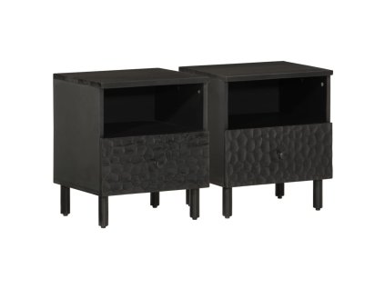 vidaXL Nočné stolíky 2 ks, čierne 40x33x46 cm, mangový masív