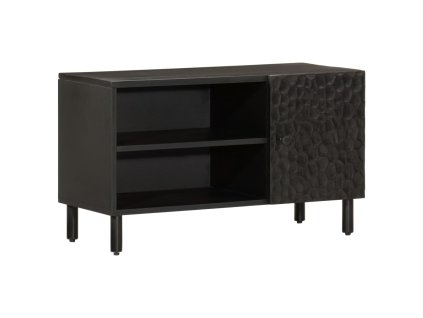 vidaXL TV skrinka, čierna 80x31x46 cm, mangový masív