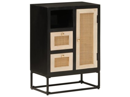 vidaXL Komoda, čierna 55x30x76 cm, mangový masív a železo