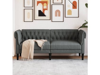 vidaXL Pohovka Chesterfield 2-miestna tmavosivá látka