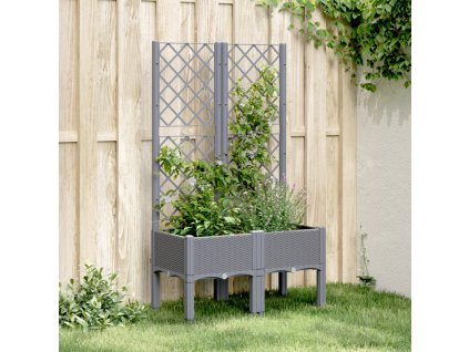 vidaXL Záhradný kvetináč s mriežkou, sivý 80x40x142 cm, PP