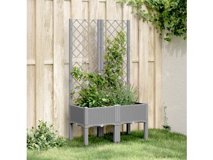 vidaXL Záhradný kvetináč s mriežkou, svetlosivý 80x40x142 cm, PP