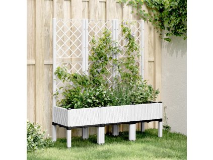 vidaXL Záhradný kvetináč s mriežkou biely 120x40x142 cm PP