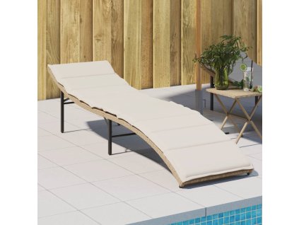 vidaXL Záhradné ležadlo s vankúšom béžové 55x199x50 cm polyratan