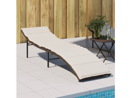 vidaXL Záhradné ležadlo s vankúšom hnedé 55x199x50 cm polyratan