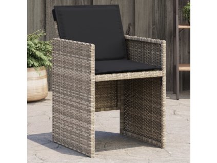 vidaXL Záhradné stoličky s vankúšmi 4 ks svetlosivé polyratan