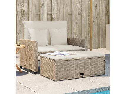 vidaXL Záhradná pohovka s vankúšmi 2-miestna béžová polyratanová