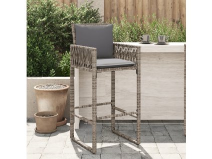 vidaXL Záhradné barové stoličky s vankúšmi 2 ks sivé polyratan