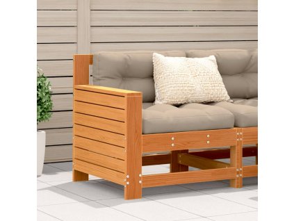 vidaXL Záhr. pohovka s opierkou ruky a vankúšom voskovohnedá borovica