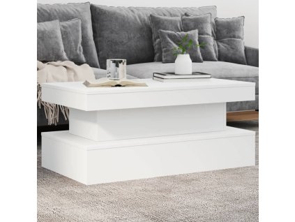 Konferenčný stolík vidaXL s LED svetlami biely 90x50x40 cm