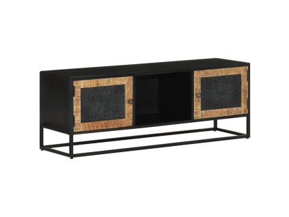 vidaXL TV skrinka 110x30x40 cm, mangový masív a železo